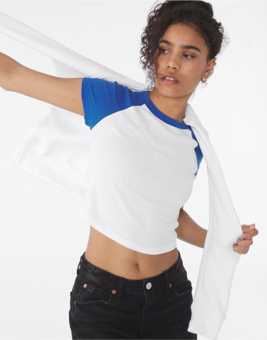Bella Women's Micro Rib Raglan Baby Tee
